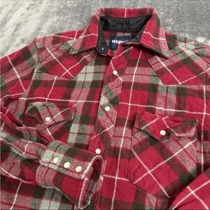 Wrangler Retro Pearl Snap Flannel Shirt Womens Small Plaid Western Cotton Thick